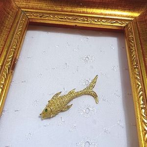 Vintage Koi fish brooch with Aurora boriealis rhinestones